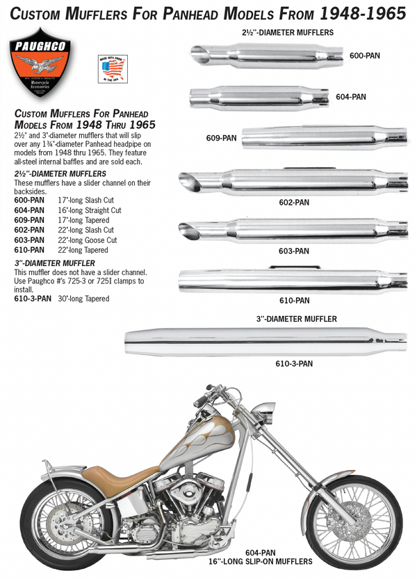 Custom Panhead Mufflers - Paughco, Inc