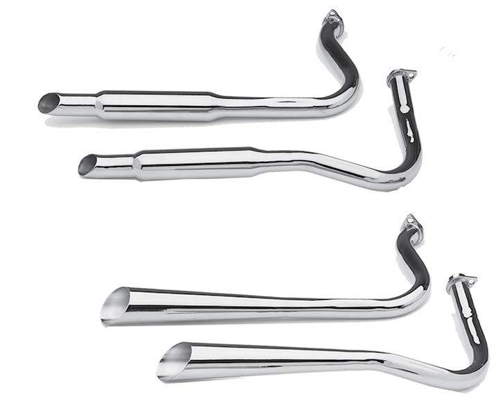 Shovelhead Close Fit Staggered Dual Exhaust Systems For 1966 - 1969 Swingarm Framess