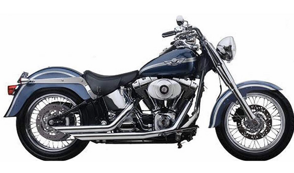 2-1/4" Softail exhaust pipes featuring vertical slash