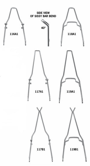 Sissy Bars For Chain & Rear Belt Drive Rigid Frames