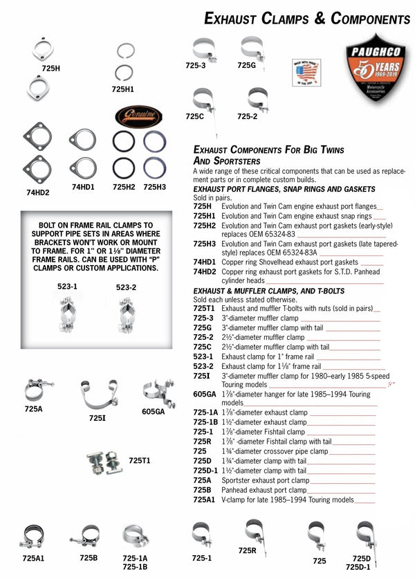 725 Series EXHAUST PORT FLANGES, SNAP RINGS, AND GASKETS