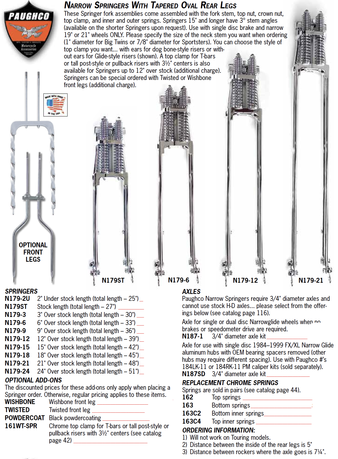 Axles For Paughco Narrow Springer - Paughco, Inc
