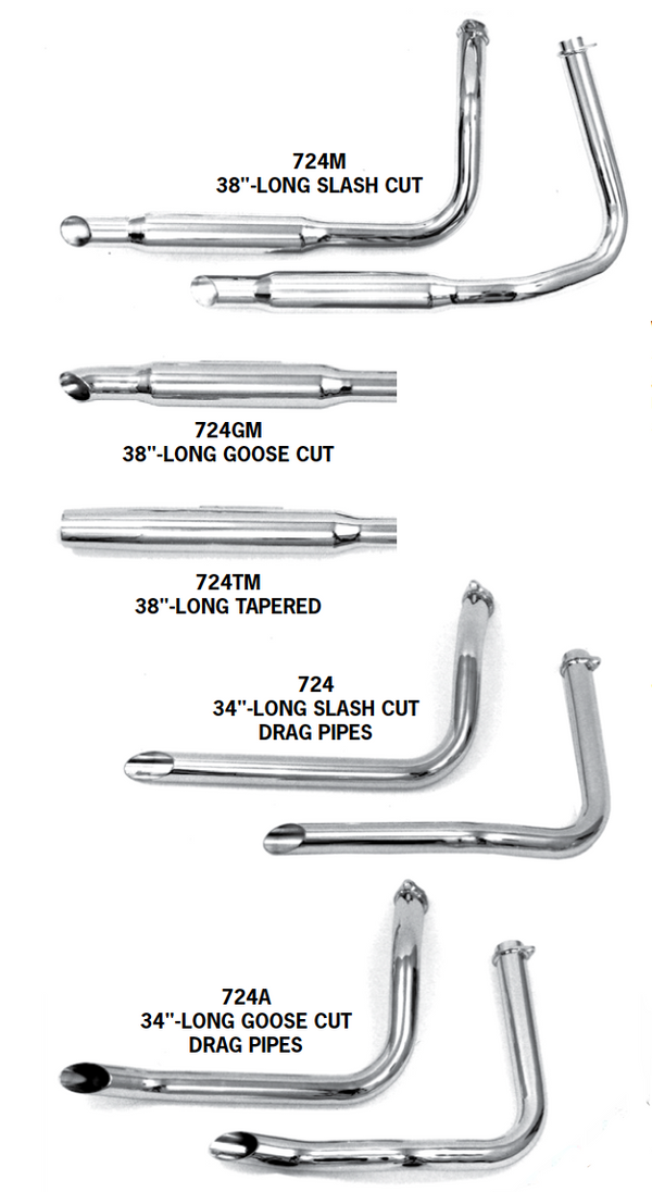 Shovelhead Staggered Dual Exhaust Systems For 1966 - 1969