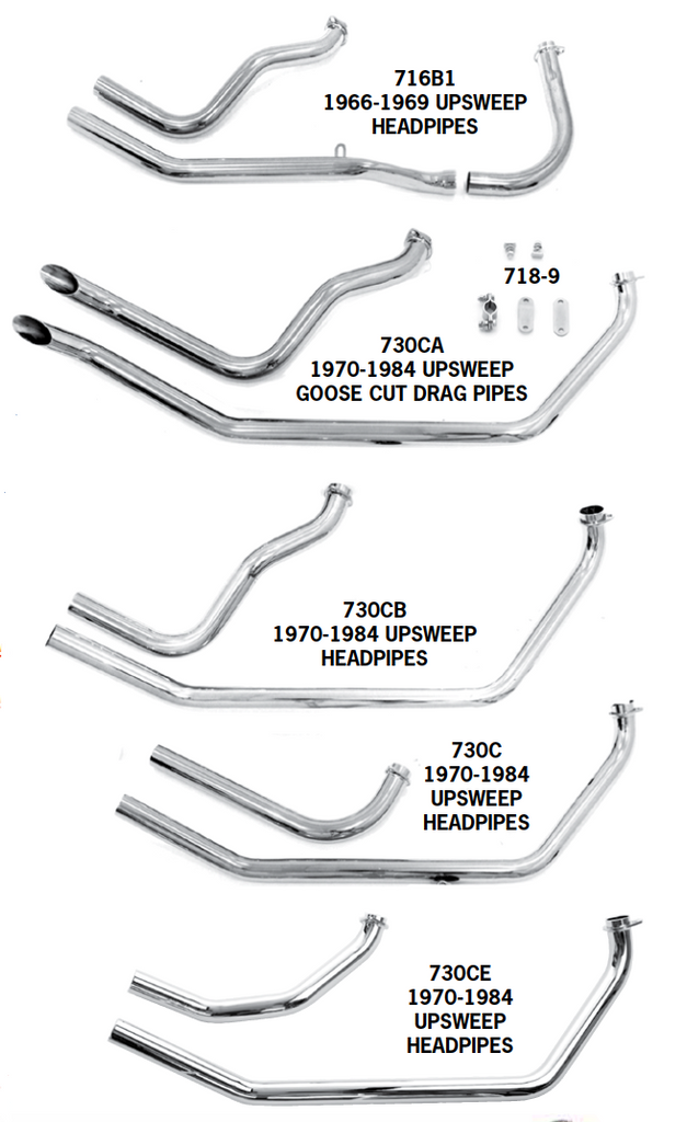 Harley-Davidson Shovelhead Upsweep Exhaust Systems For 1966 - 1984