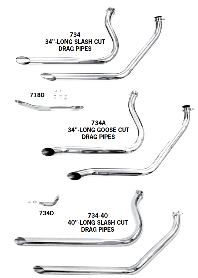 ハーレー Staggered Dual Drag Pipes For 1970 - 1984 Shovelhead FL