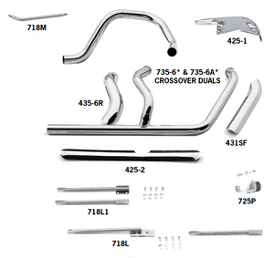 Crossover Headpipes For 1987 - 1999 5 Speed Evolution Softails