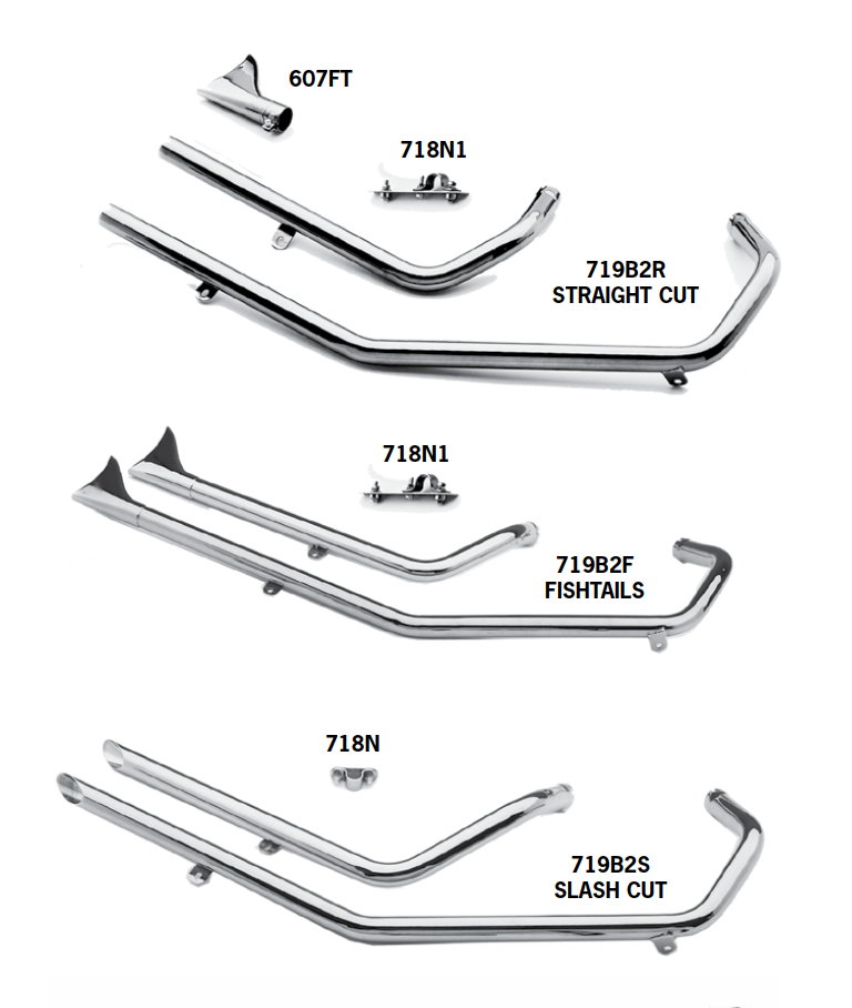 Upsweep Exhaust Systems For 1957 - 1985 Sportster Engines In
