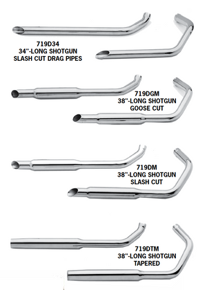 Shotgun Exhaust Systems For 1957 - 1985 Sportster Engines In Rigid Frames